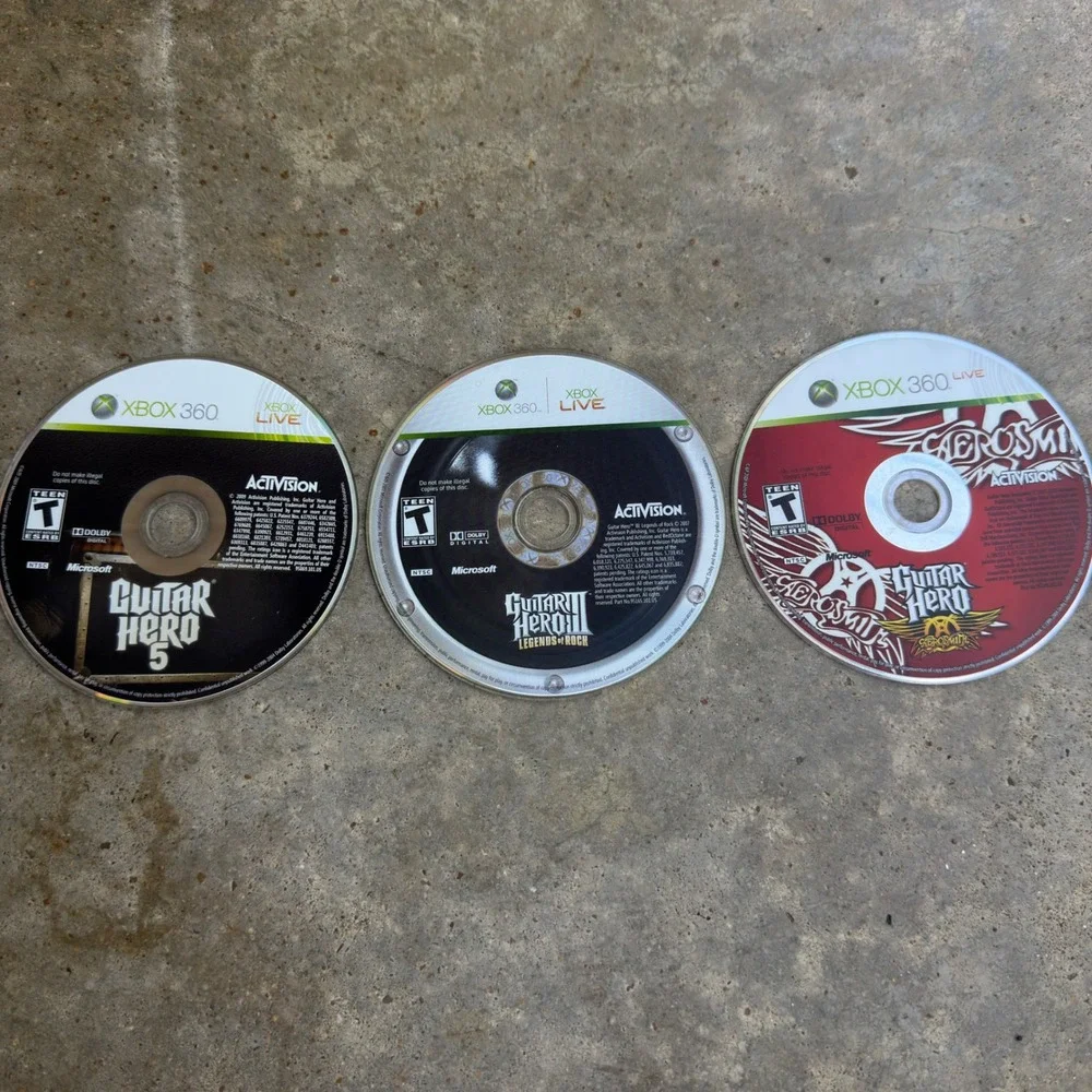 Vintage 2000s Activision Guitar Hero Xbox 360 Gaming Lot GH3 GH5 Aerosmith m1